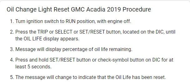 Oil Change Reminder Reset Gmc Acadia